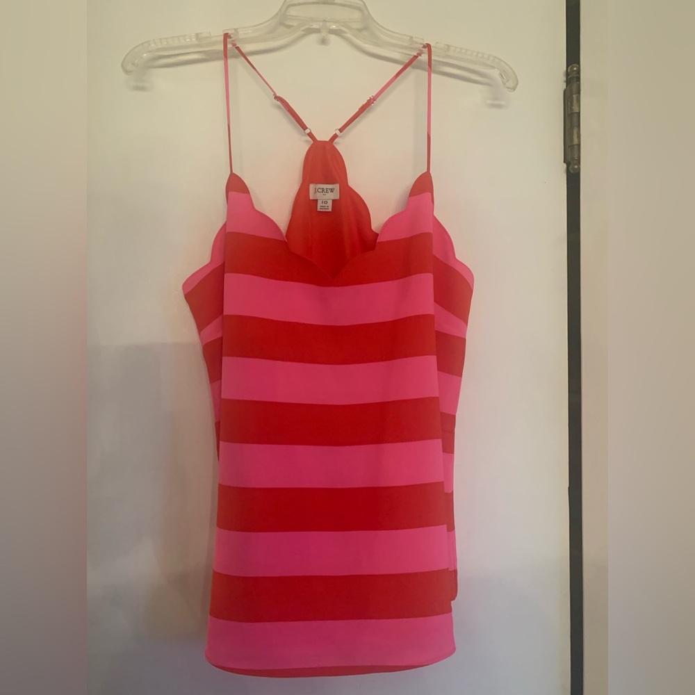 JCrew scalloped tank. Size 10. Lined. Adjustable straps.
